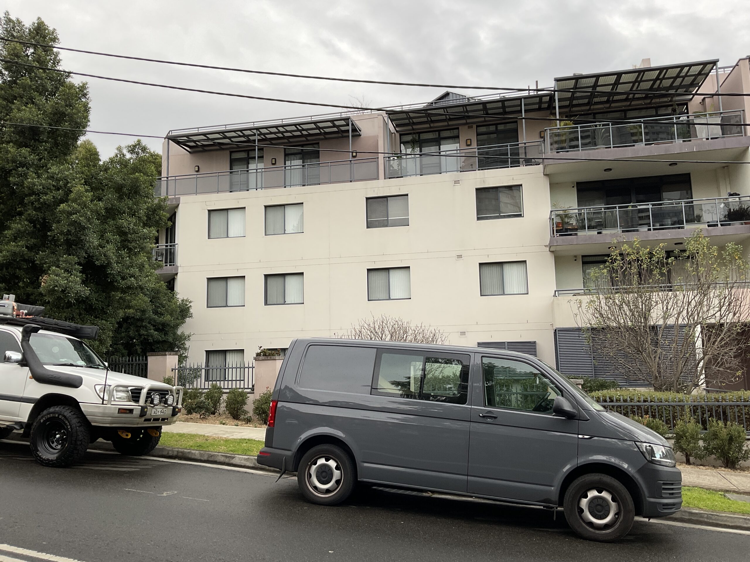 Balcony waterproofing membrane installation during remedial works in Castle Hill.